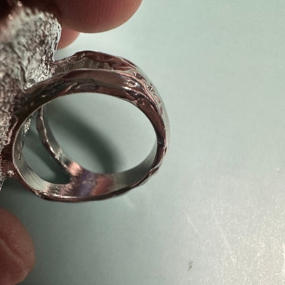 silver ring w/ lovely milky blue Larimer stones vintage turquoise look s…✅ - Picture 3 of 3